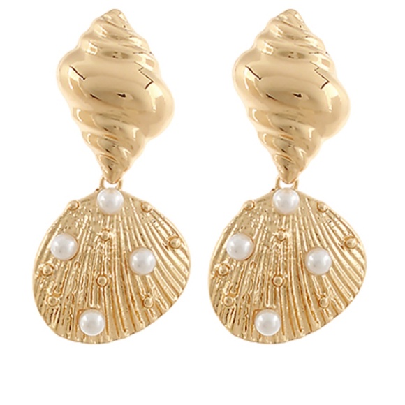 Pave Pearl Shell Earrings - Picture 1 of 1